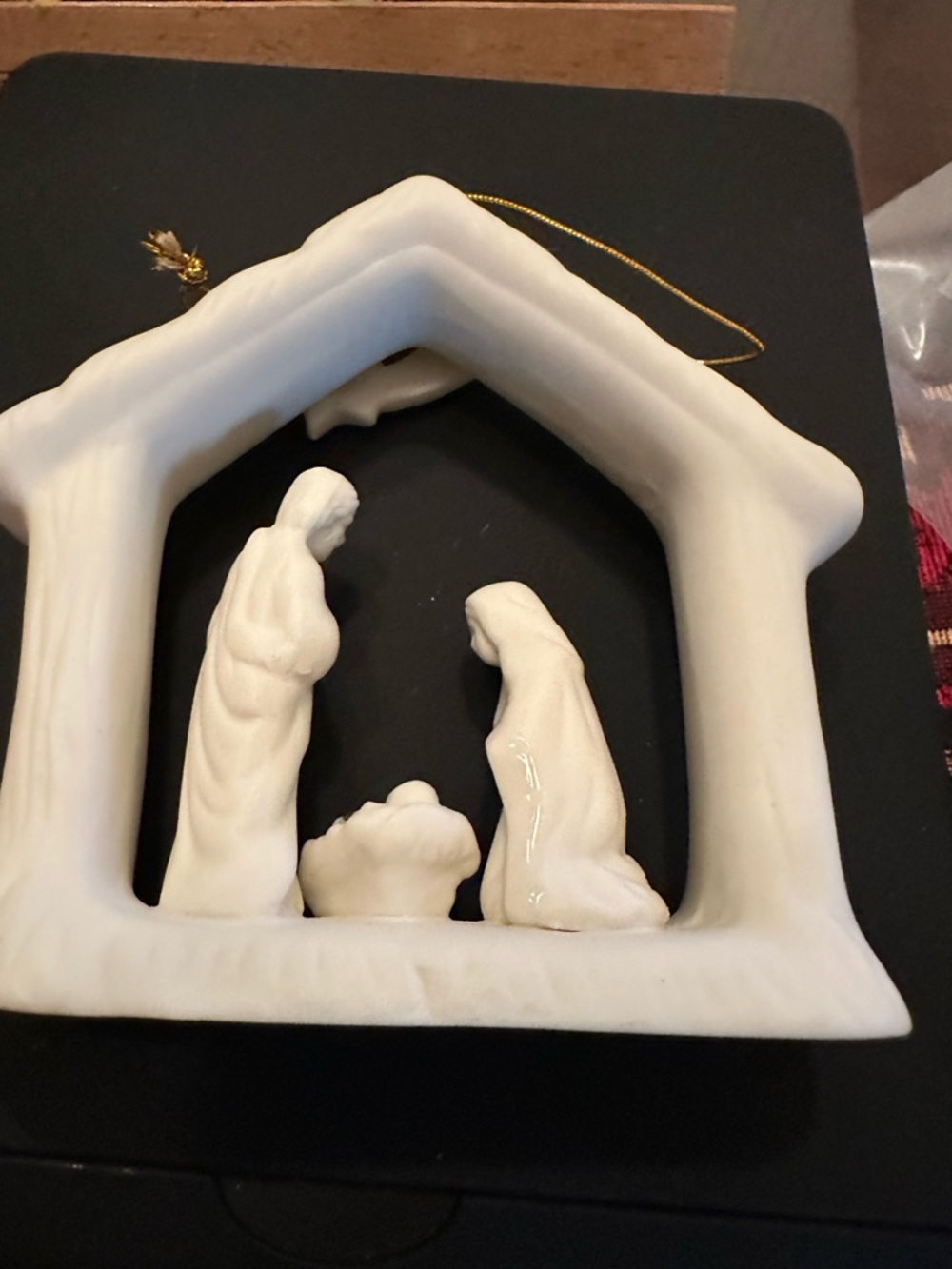 White Ceramic Nativity Ornament - Classic Holiday Manger Scene